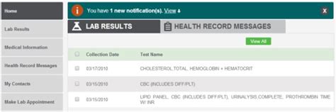 online lab results.
